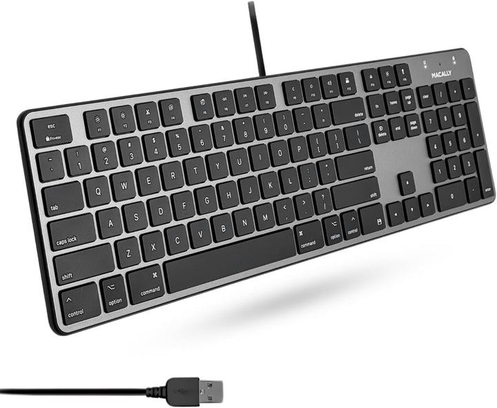 Macally Teclado delgado con cable USB para Mac, compatible con Appl...