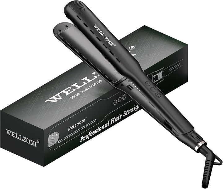 Plancha de pelo de 1.5 pulgadas, para cabello negro grueso, antiest...