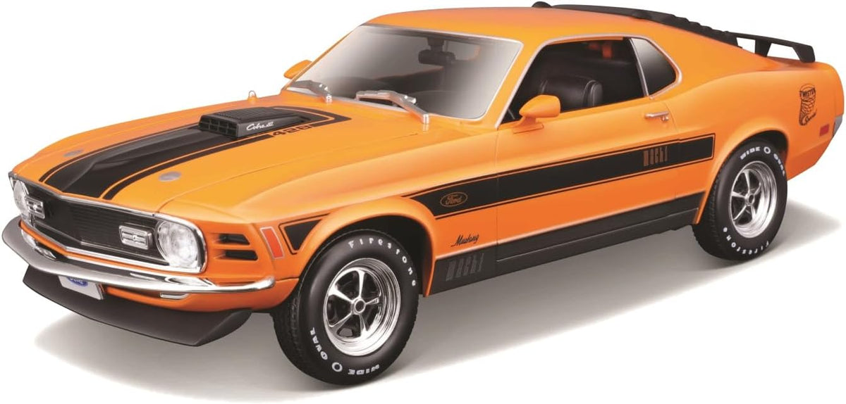 Maisto 1:18 Edición Especial 1970 Ford Mustang Mach 1, Naranja, Escala 1:18