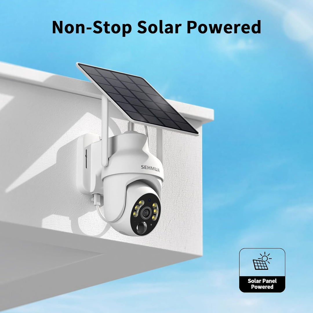 SEHMUA - Cámaras de seguridad solares 2K para exteriores, inalámbri...