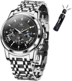 OLEVS Relojes para Hombre de Lujo a prueba de agua Lúminosos de lectura fácil Cronógrafo Con Esmalte Dorado Completo / Blanco Dial / Cara Negra Calendario Pulsera Relojes
