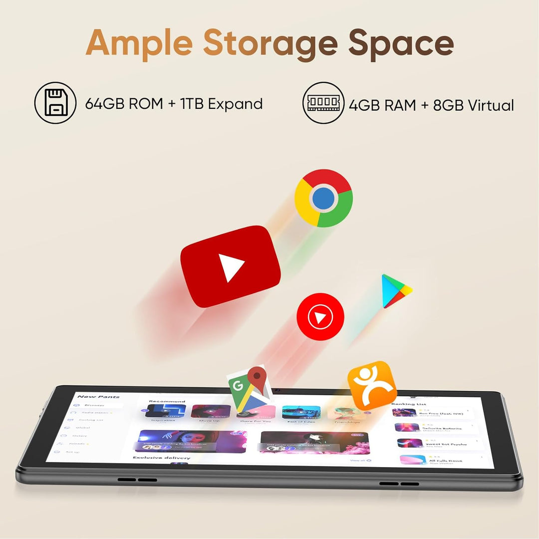Tableta 10 pulgadas Android 15 Tablets, 12GB RAM 64GB ROM 1TB Expan...