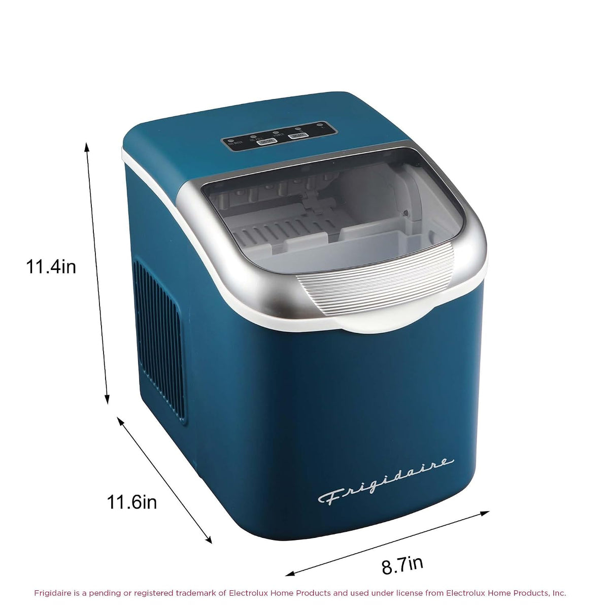 FRIGIDAIRE Máquina de hacer hielo compacta retro, hielo bala, 26 libras por día (azul)