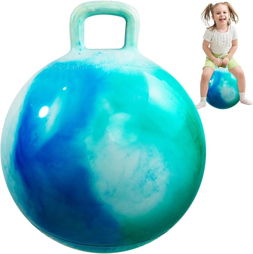 INPODAK Pelota Saltarina de 18 Pulgadas con Asas para Niños, Juguetes de Salto Hippity Hop para Niños y Niñas de 3 a 6 Años con Bomba y Caja de Regalo, Gran Regalo para Cumpleaños y Vacaciones
