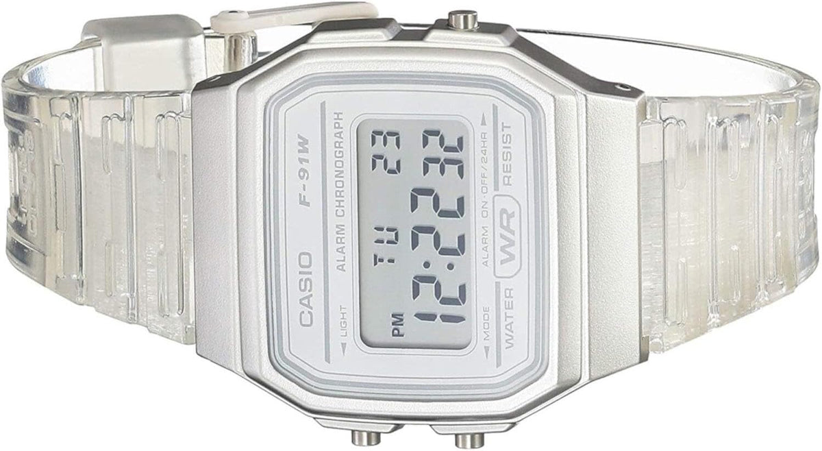 Casio F91W Series | Reloj Digital | Resistente al Agua | Luz LED | Cronómetro 1/100 SEK | Mantenimiento de Hora Regular (Hora, Min, SEG, PM, Fecha, Día) | Alarma Diaria | Ligero | Batería de 7 Años