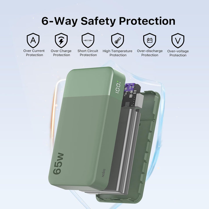 NOBIS Paquete de baterías de 20000 mAh, banco de energía de 65 W, c...