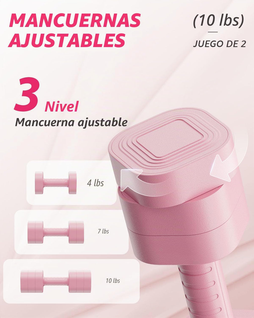 Juego de 2 mancuernas ajustables, pesas para hombres y mujeres en casa, mango antideslizante, juego de mancuernas 3 en 1, 2 libras, 3 libras, 5 libras, 10 libras, 15 libras, 20 libras, para