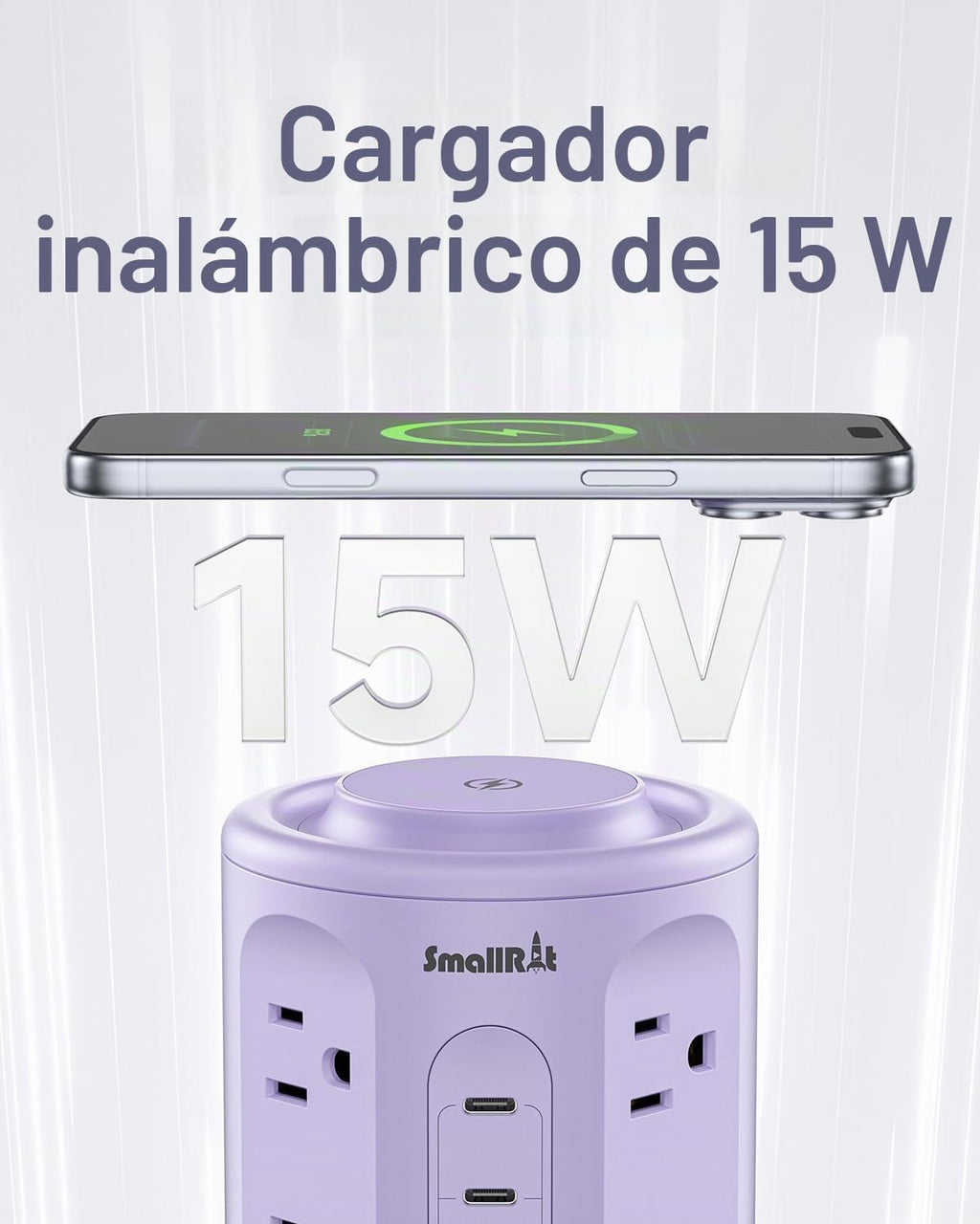 Regleta de alimentación con puertos USB, cable de extensión con múltiples salidas (12AC+3A+2C), estación de carga de torre de escritorio de 6.5 pies para el hogar, oficina, artículos esenciales para