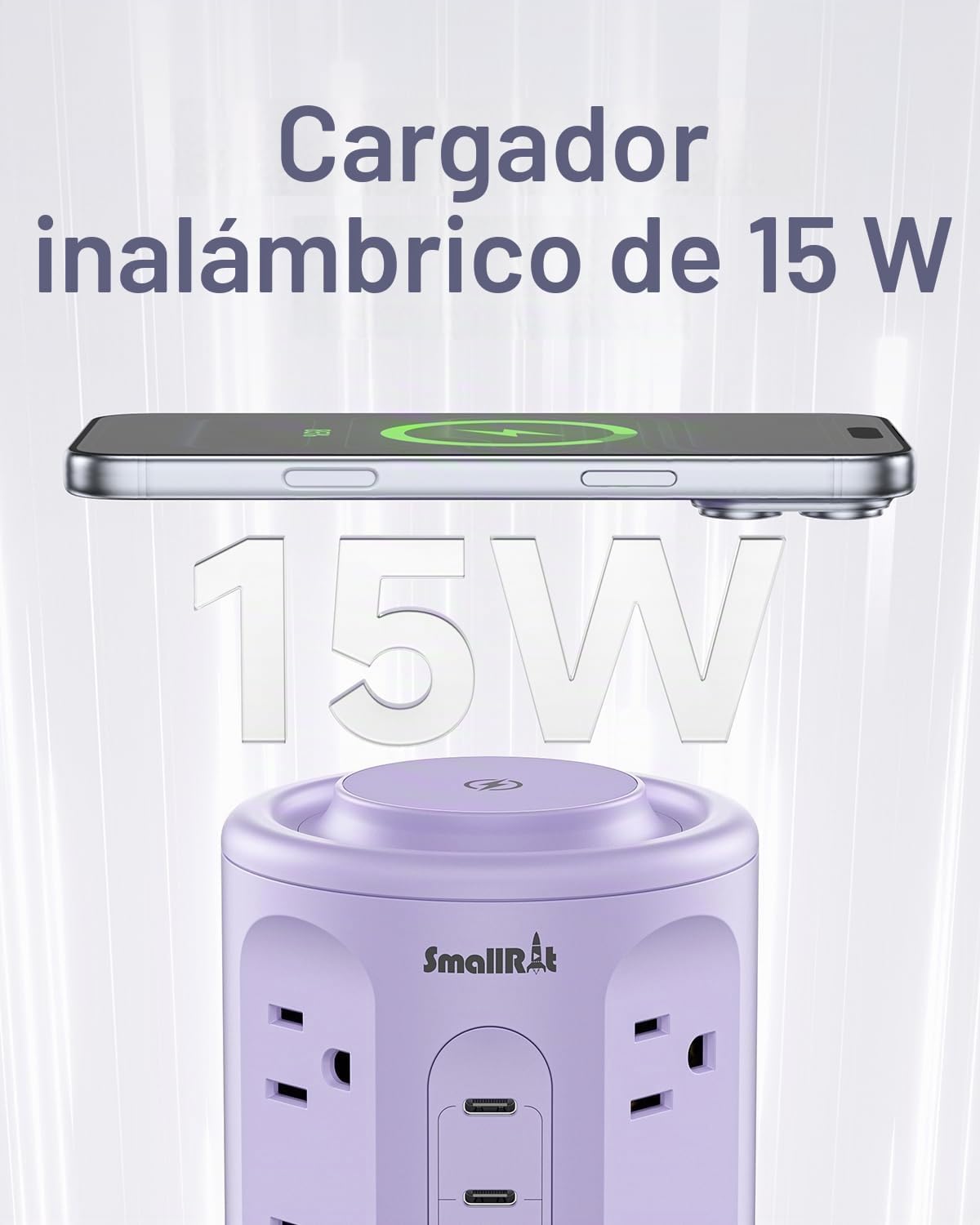 Regleta de alimentación con puertos USB, cable de extensión con múltiples salidas (12AC+3A+2C), estación de carga de torre de escritorio de 6.5 pies para el hogar, oficina, artículos esenciales para