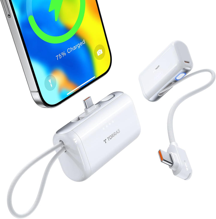 TORRAS Cargador portátil para iPhone 16, banco de energía de 5000mA...
