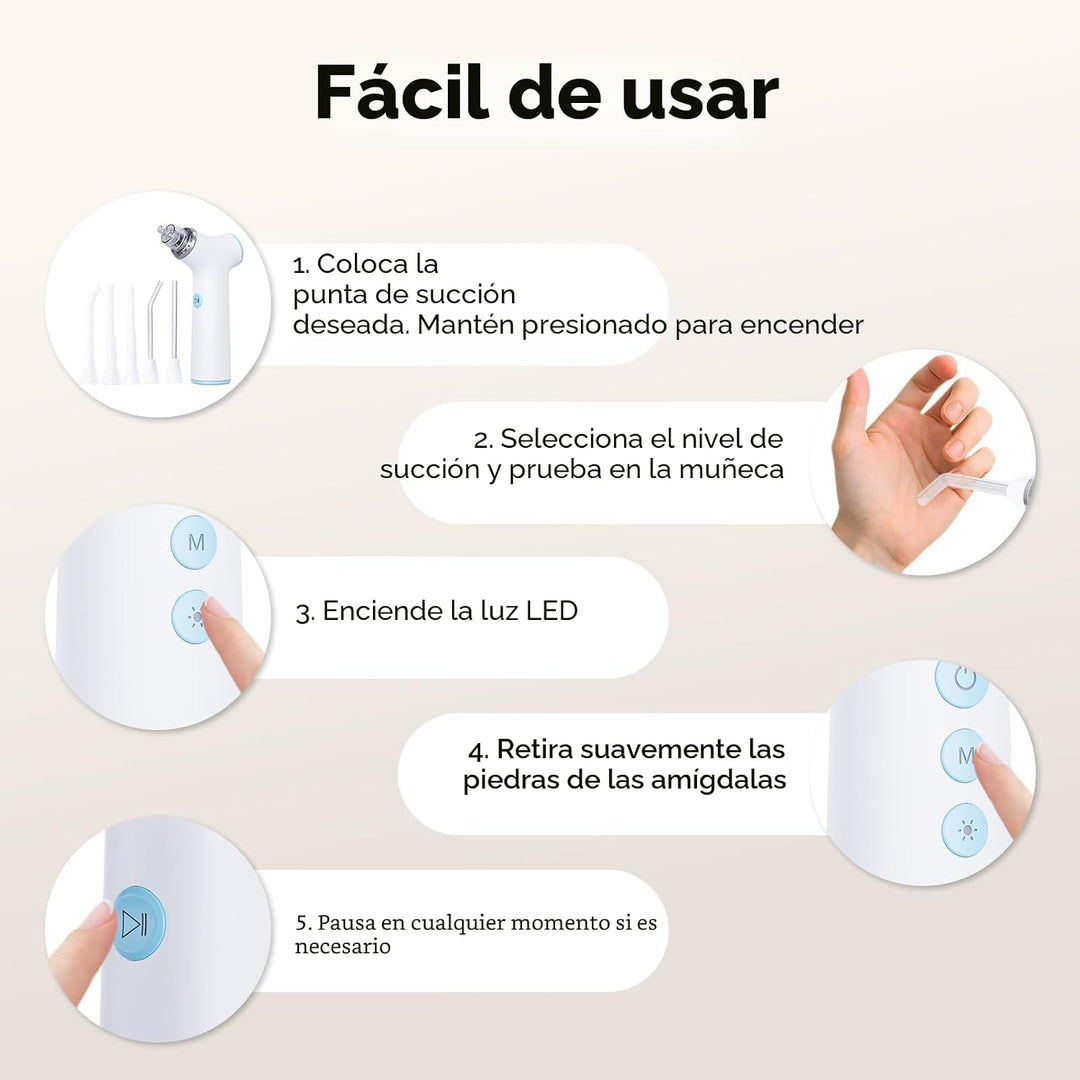 Aspiradora eléctrica eliminadora de piedras amígdalas, 8 niveles de...
