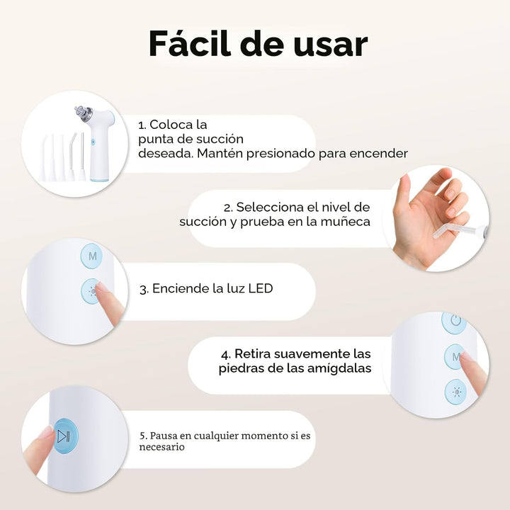 Aspiradora eléctrica eliminadora de piedras amígdalas, 8 niveles de...