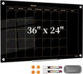 Pizarra blanca con calendario para pared, 36 x 24 pulgadas, cristal