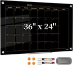 Pizarra blanca con calendario para pared, 36 x 24 pulgadas, cristal