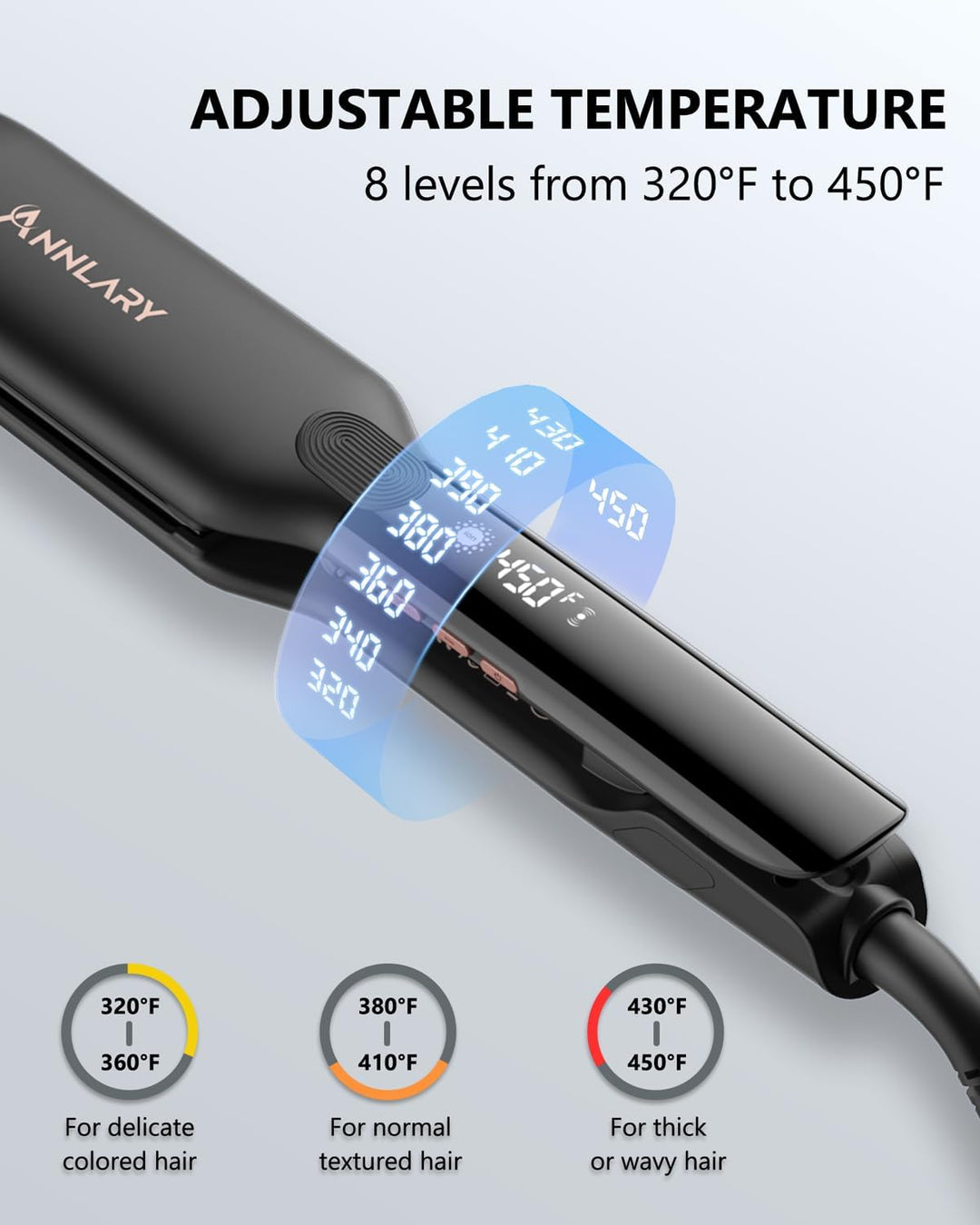 Annlary Plancha de pelo de 1.75 pulgadas, placa de titanio profesio...