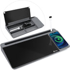 Varhomax Glass Desk Whiteboard con Wireless Charger, Desktop Organizer