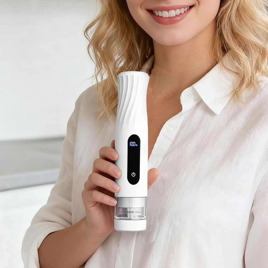 Sellador al vacío compacto para almacenamiento de alimentos: sellador portátil de alimentos de mano, succión de 80 kPa, batería de 1800 mAh, 30 bolsas de vacío reutilizables, conserva la frescura 5 veces con fácil operación