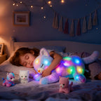 Hopearl Gatito de peluche con luces LED, mamá gato iluminada con 3...