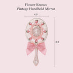 Flower Knows Bunny Garden - Bálsamo labial y colgante para bolsa, llavero rosa y espejo de mano de cupido de fresa, espejo de maquillaje decorativo rosa