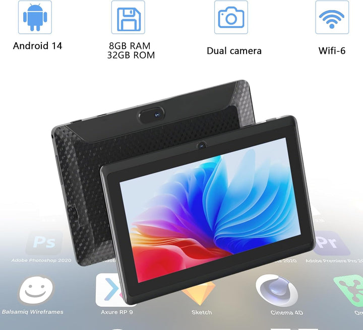 WUIUHOU Tablet Android de 7 pulgadas, pantalla táctil HD IPS de 7 p...