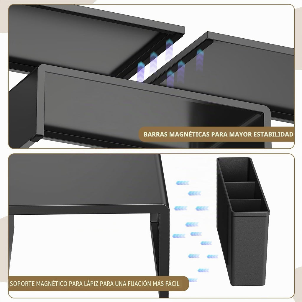 Soporte elevador para monitor doble con cajón y 2 soportes para