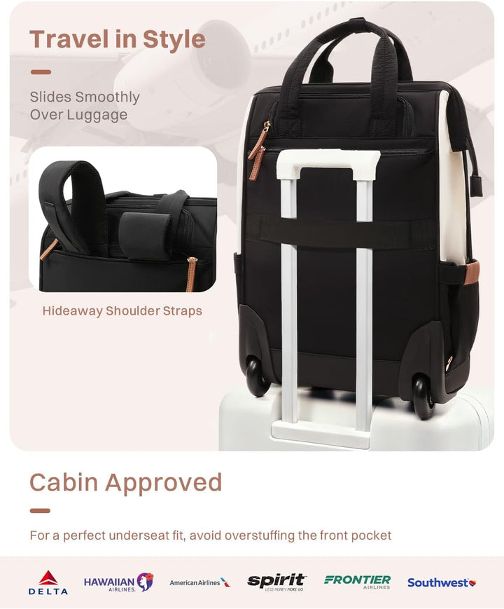 AUROTIER Mochila Puffer con Ruedas para Mujeres, Mochila de Viaje c...