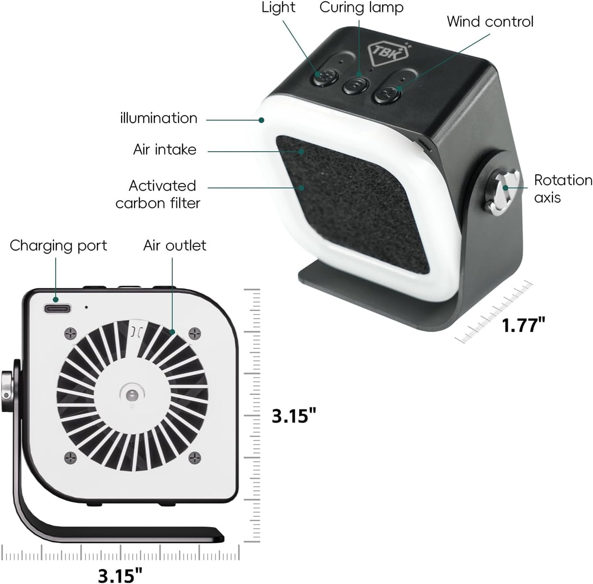 TBK Mini extractor del humo de la soldadura 001, ventilador del extractor