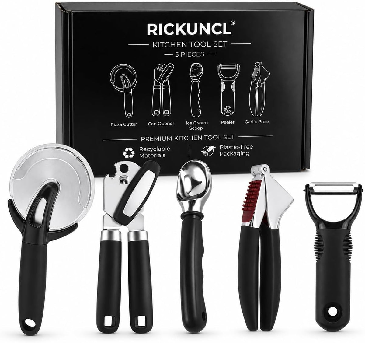 Juego de herramientas de cocina de 5 piezas, accesorios de cocina de acero