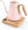 Epeios Hervidor de gooseneck eléctrico con control de temperatura, 1200W, 0.9L, Rosa Nogal