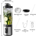 Licuadora portátil, licuadora personal para batidos y batidos, trituración de hielo, 3 programas, USB-C recargable, recipiente extraíble de 20 onzas, apto para lavavajillas, a prueba de fugas