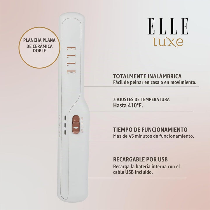 ELLE - Plancha plana de cerámica inalámbrica para viajes | Funciona...
