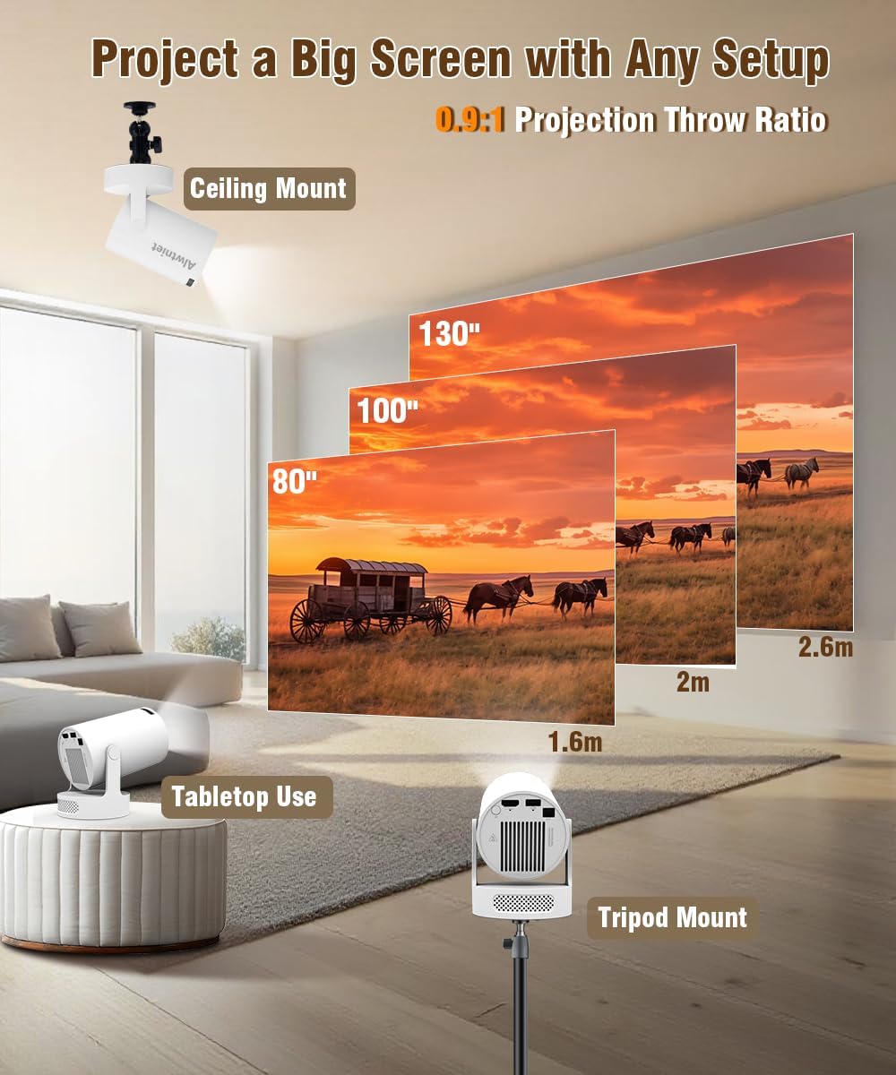 Mini proyector con Wifi 6 y Bluetooth5.4, proyector portátil 4K, pr...
