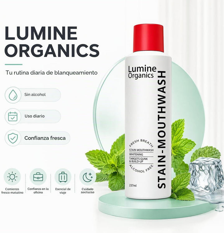 Lumine Organics Enjuague bucal, enjuague bucal blanqueador Lumine O...