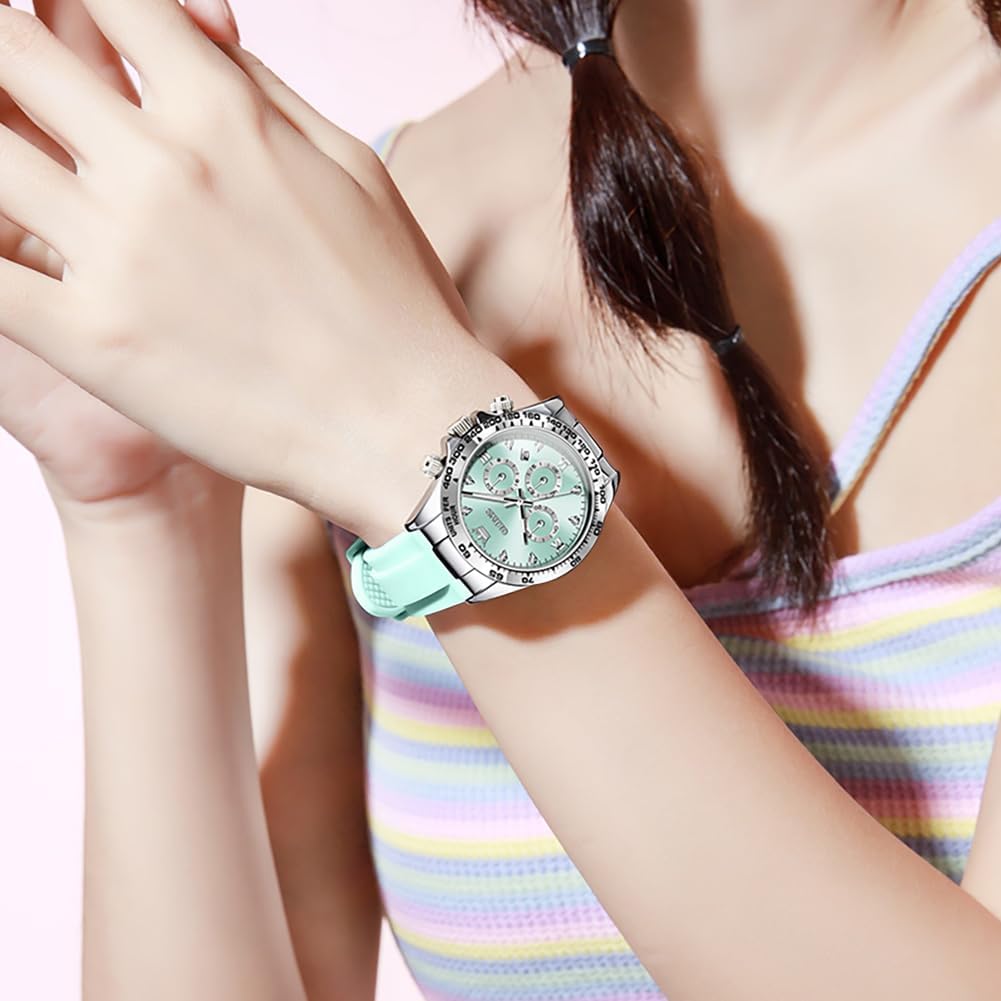 OLEVS Relojes de diamante de lujo pequeños para mujer - Pulsera de acero inoxidable, impermeables, analógicos, luminosos, con fecha, relojes de vestir de negocios para damas