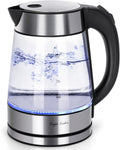 Taylor Swoden - Tetera de vidrio eléctrica para agua caliente para té y café de 1.7 litros, hervidor eléctrico de ebullición rápida, hervidor de agua inalámbrico con apagado automático y protección