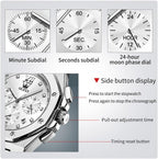 OLEVS Relojes para hombres de lujo octagonales en acero inoxidable de pulsera: reloj analógico de cuarzo de cara grande luminosa