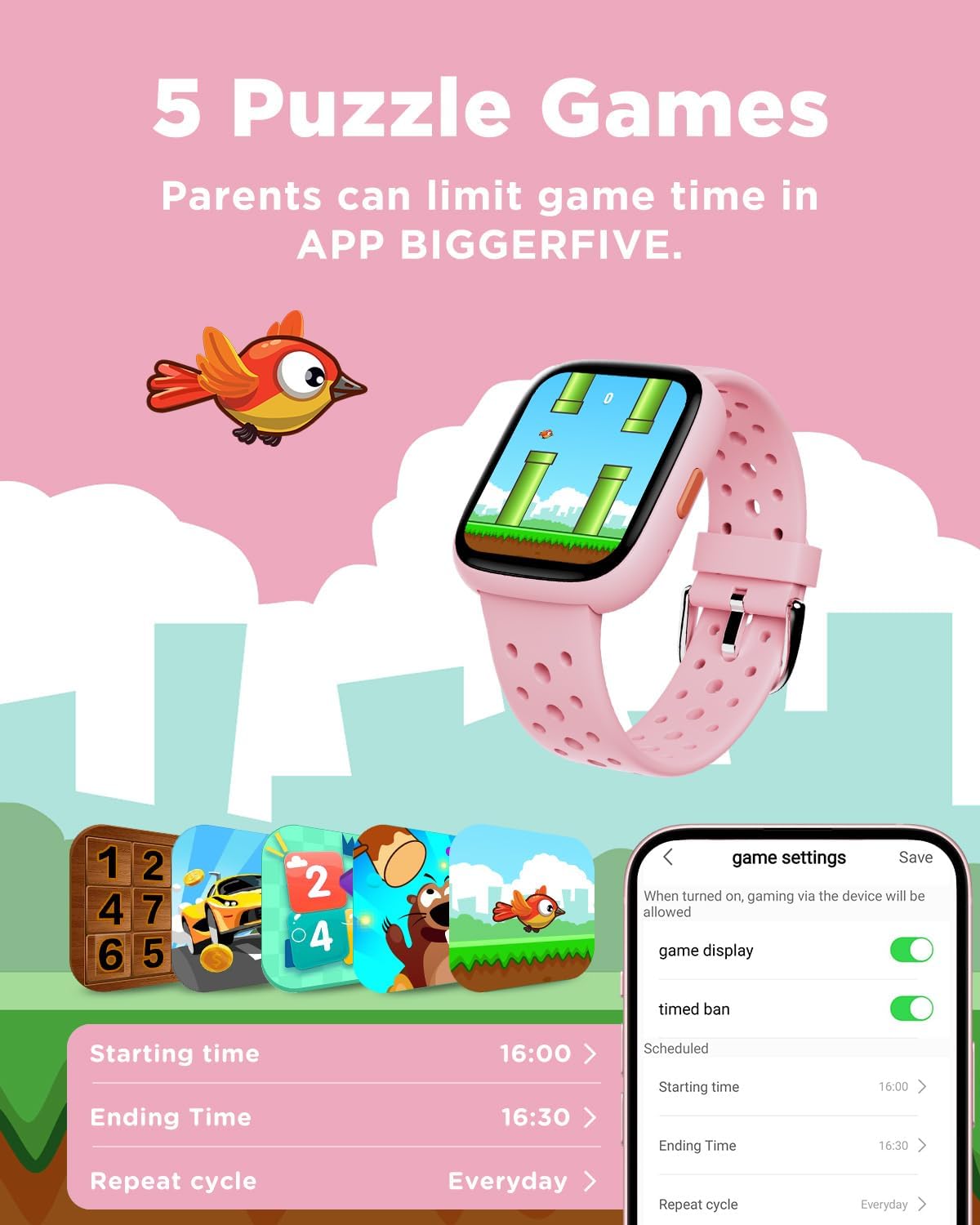 BIGGERFIVE Reloj inteligente para niños, no necesita teléfono