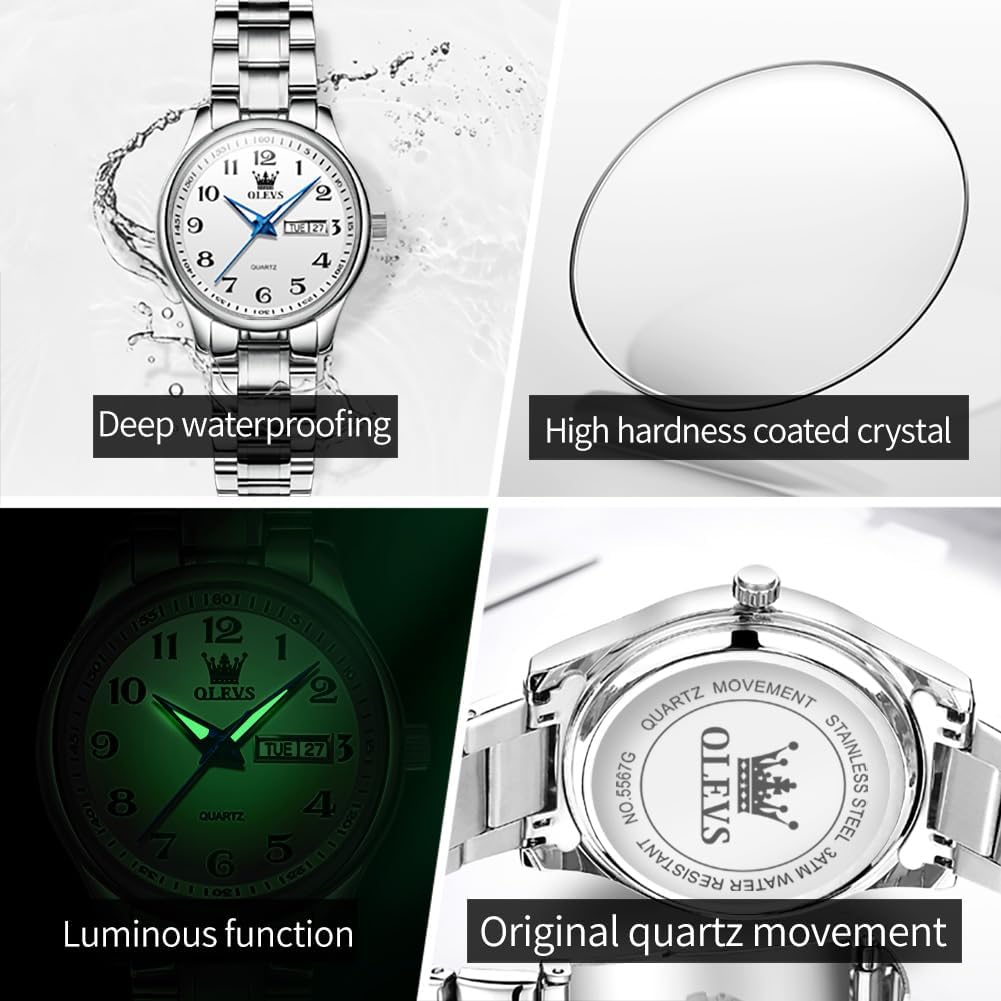 OLEVS Reloj de Lujo para Mujeres, Modo Pequeño de Muñeca, Acero Inoxidable, Reloj para Damas, Calendario