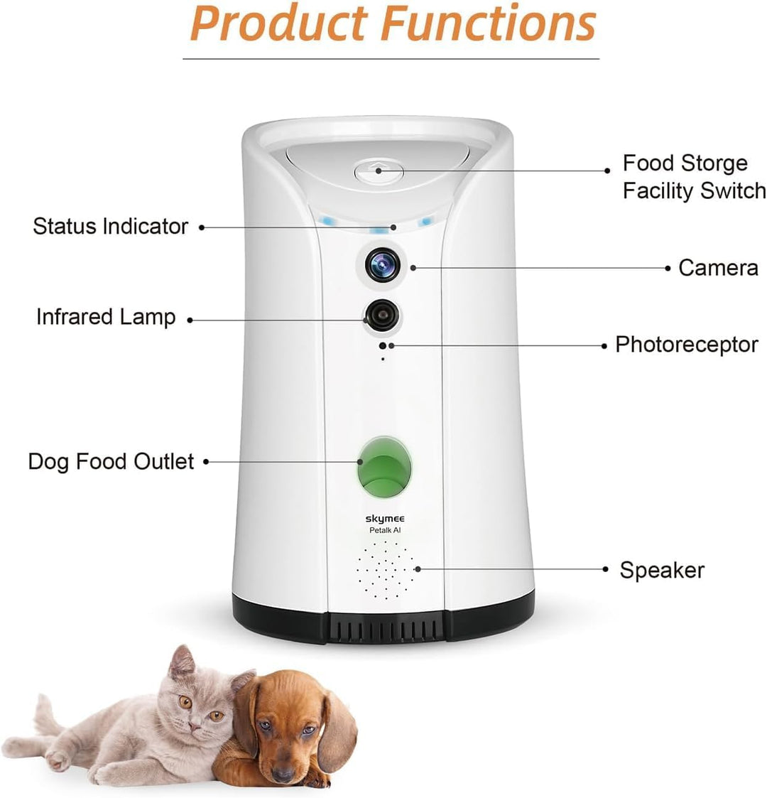 SKYMEE Dispensador de golosinas para perros, cámara remota WiFi par...