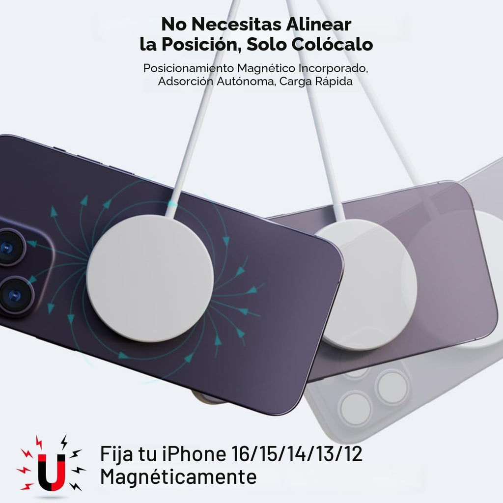 Cargador inalámbrico magnético rápido Apple Mag-Safe cargador para iPhone 16 Pro Max/16 Pro/iPhone 15Pro Max/15 Plus/14/13/12/AirPods 3/2/Pro/Pro 2 imán de carga con dos puertos de carga
