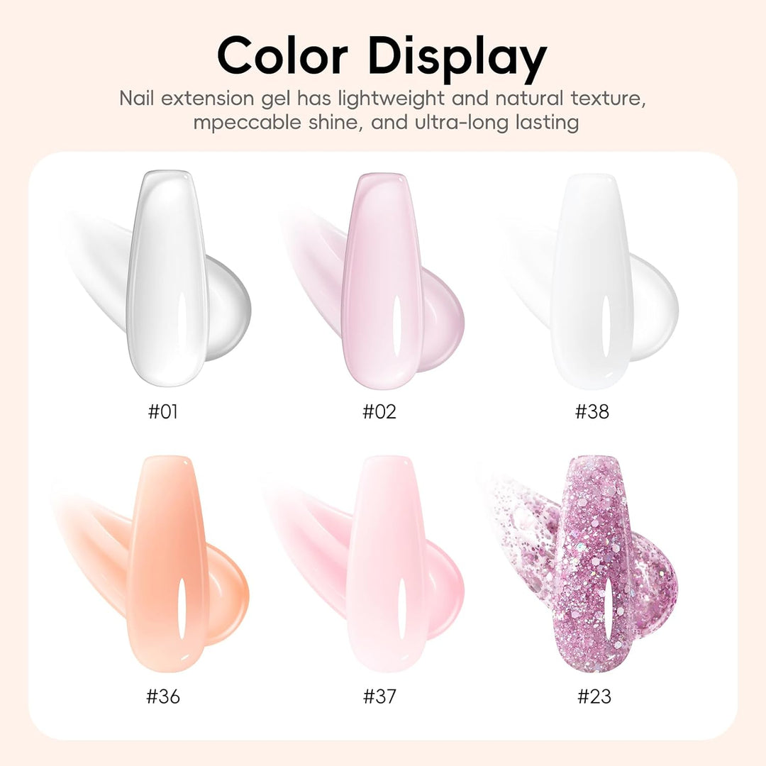 PEACECOLOR - Kit de inicio de gel de uñas de poly con lámpara de uñ...