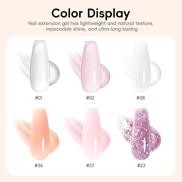 PEACECOLOR - Kit de inicio de gel de uñas de poly con lámpara de uñ...