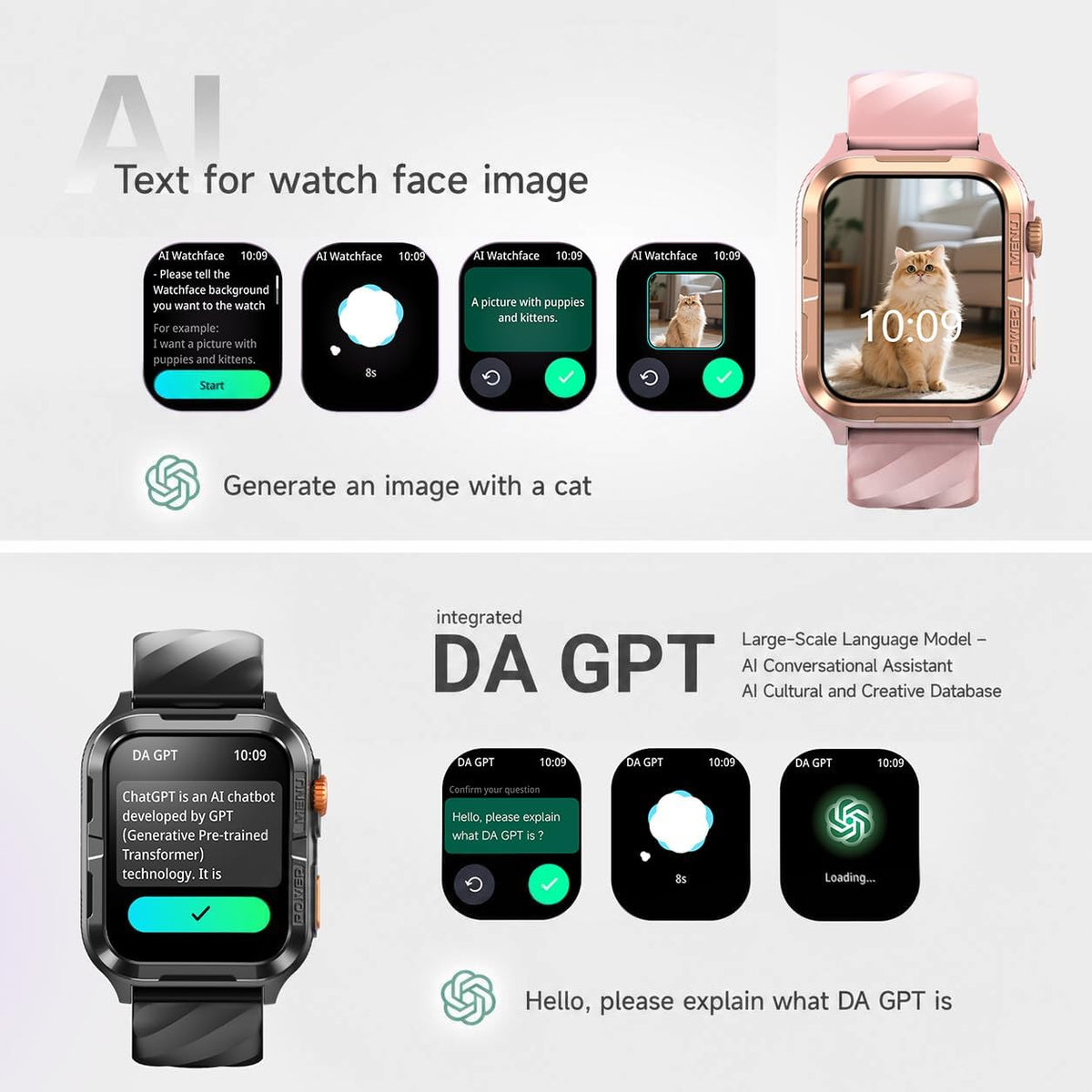 IOWODO Reloj inteligente GPS para hombre con ChatGPT