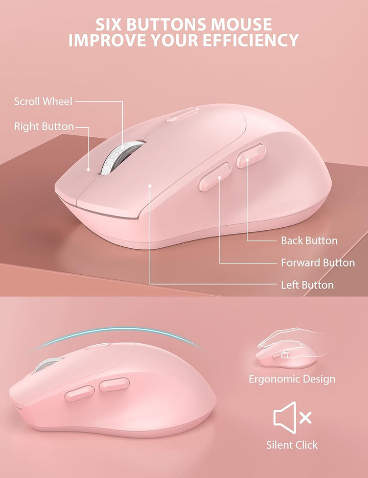 Combo de teclado y mouse inalámbrico - Teclado ergonómico de tamaño...