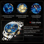 OLEVS Relojes de Oro para Hombres Reloj de Pulsera de Lujo a Prueba de Agua Gran Cara Elegante Acero Inoxidable Analógico Cuarzo Fecha Cronógrafo Luminoso Lectura Fácil Relojes de Negocios Regalos para Hombres Graduación