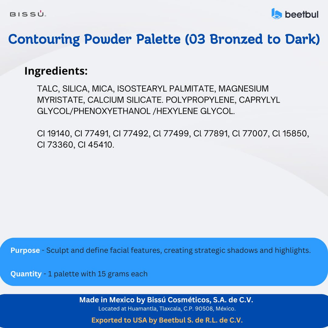 Kit de maquillaje Paleta de contorno Bissú + Puff de terciopelo + 2...