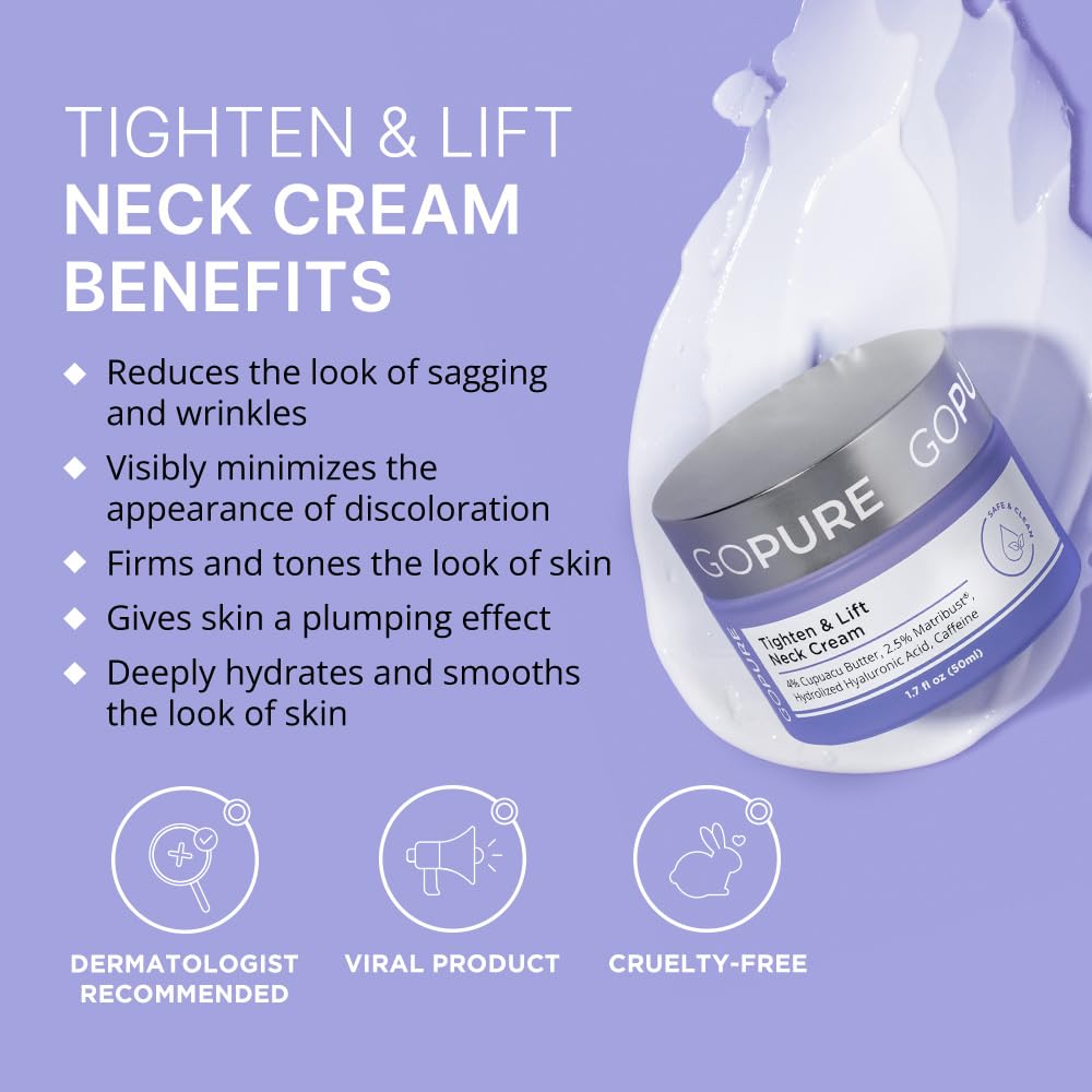 Crema hidratante para cuello y pecho goPure para reafirmar, tensar...