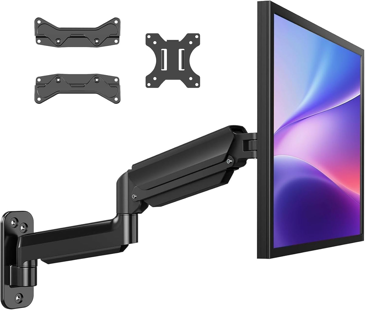 HUANUO Soporte de pared para monitor de computadora para pantallas de 22"-35", brazo de monitor de montaje en pared para juegos con capacidad para hasta 26.4 libras, soporte Vesa con inclinación, giro