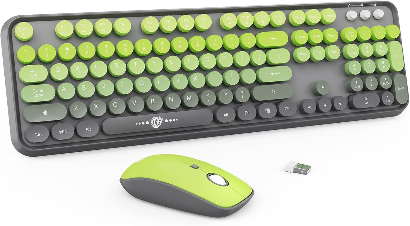 FOPETT Combo de teclado y mouse inalámbricos, 2.4G de tamaño comple...