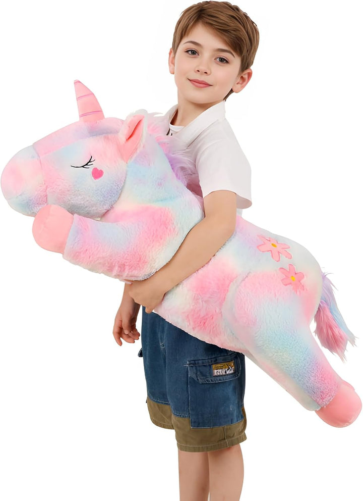 Tianmihou - Cojín de peluche de unicornio arcoíris de 32 pulgadas,...